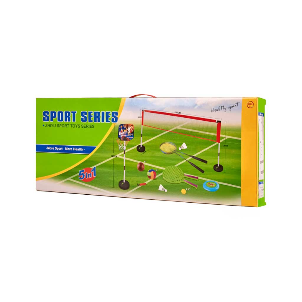 Sportovní sada 5v1 badminton basketbal volejbal tenis frisbee KX3638