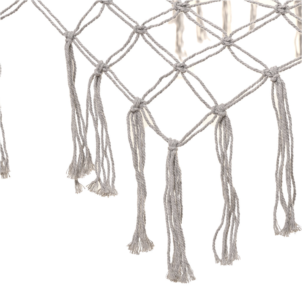 Zahradní houpací síť boho mesh střapec 200cm šedá KX3957_1
