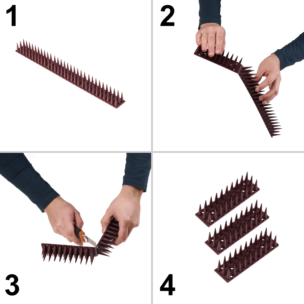 Holubí hroty zátka proti ptákům plastová hustá hnědá 8el. 43 cm KX3280_1