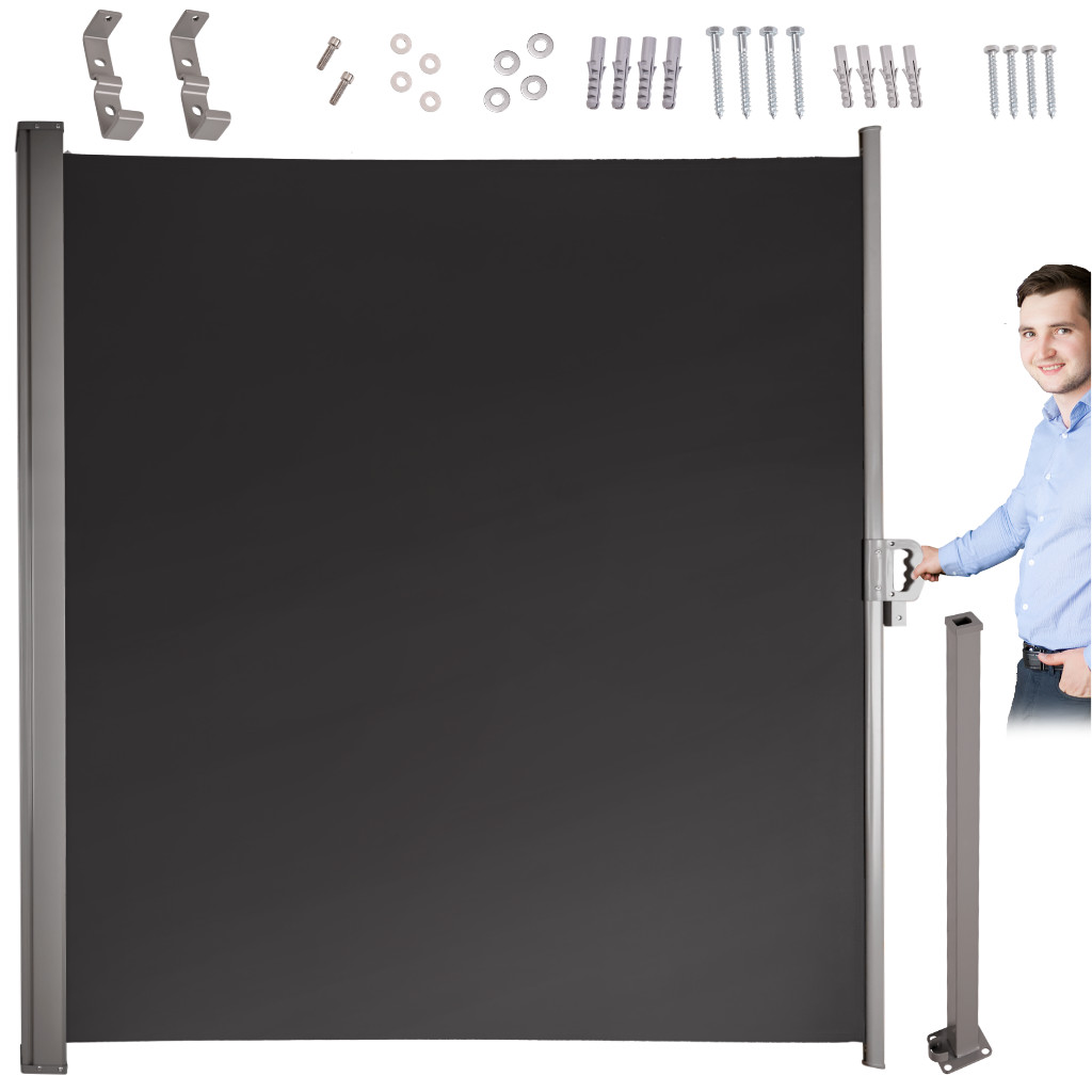 Markýza na boční terasu LUARO stahovací 180 x 400 cm šedá KX3219