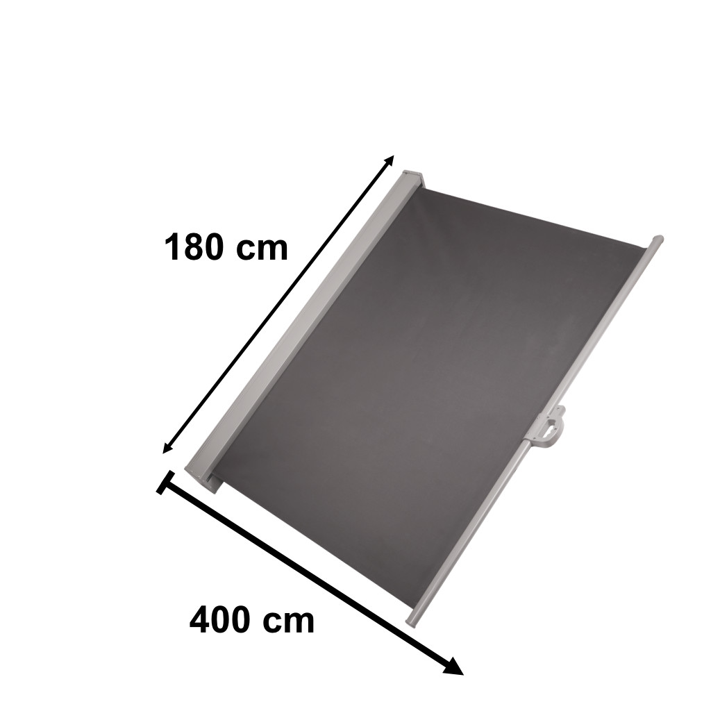 Markýza na boční terasu LUARO stahovací 180 x 400 cm šedá KX3219
