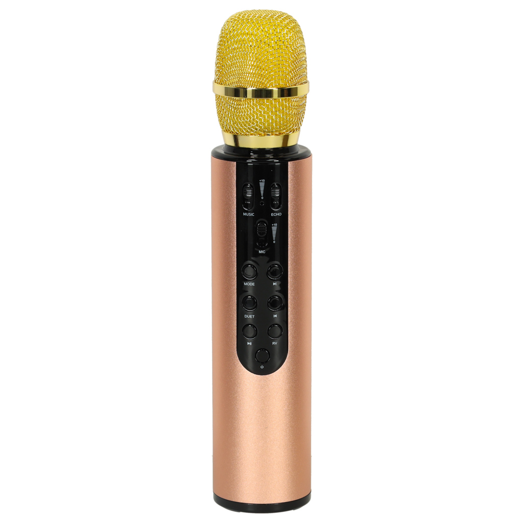 Bezdrátový karaoke mikrofon Bluetooth zlatý KX3382_1