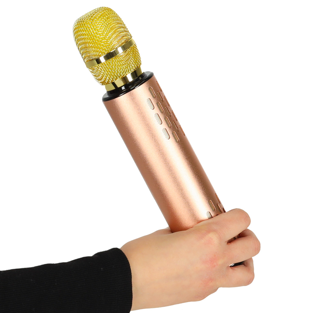 Bezdrátový karaoke mikrofon Bluetooth zlatý KX3382_1
