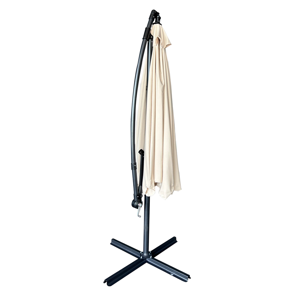 Zahradní slunečník velký skládací slunečník s výložníkem 290 cm béžový KX3313_1