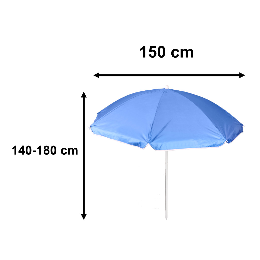Plážový slunečník nastavitelný rozbitný UV skládací 150cm modrý KX3312