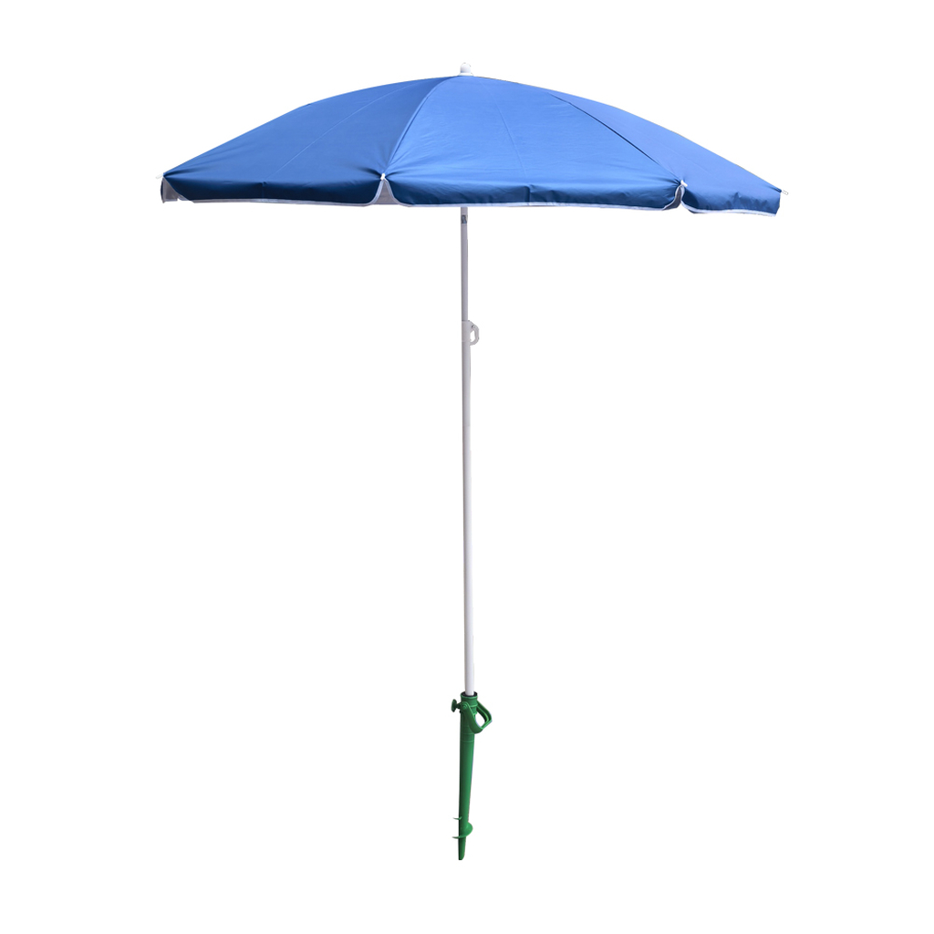 Plážový slunečník nastavitelný rozbitný UV skládací 150cm modrý KX3312