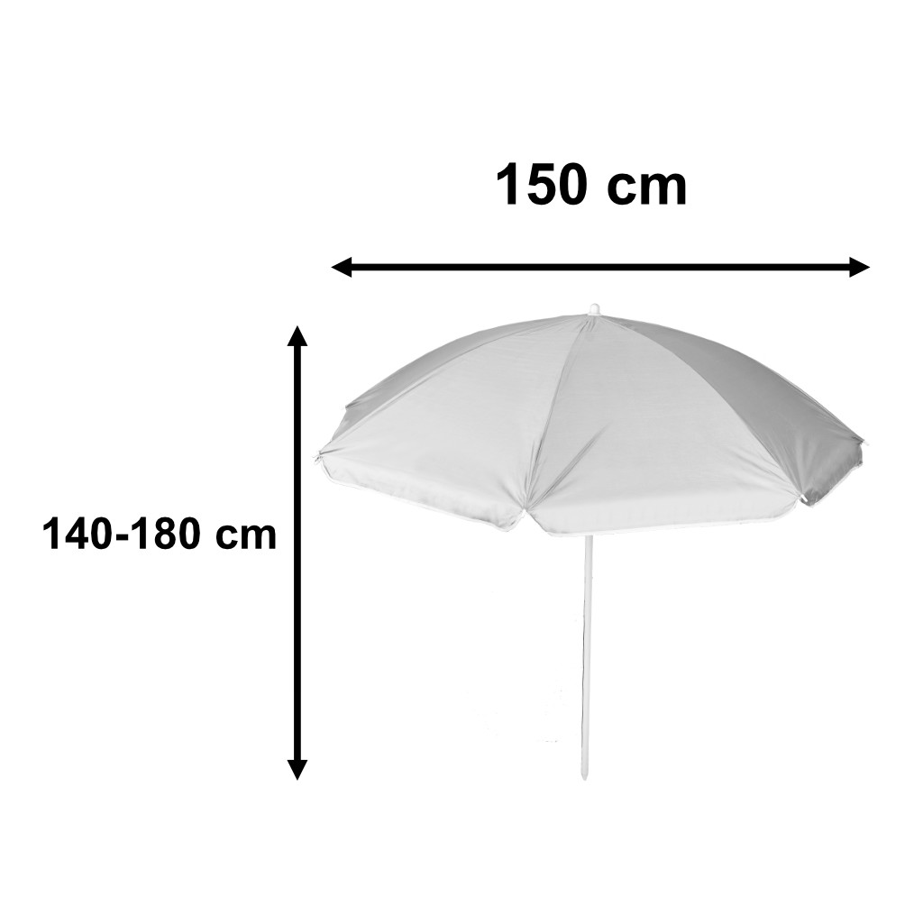 Plážový slunečník nastavitelný rozbitný UV skládací 150cm šedý KX3312_1