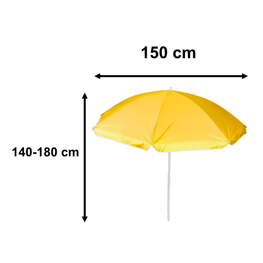 Plážový slunečník nastavitelný rozbitný UV skládací 150cm žlutý KX3312_2