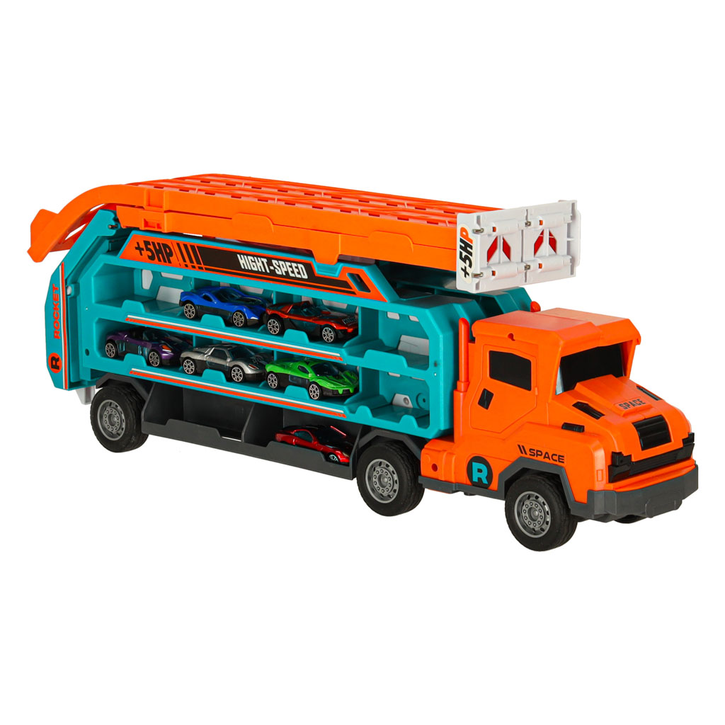 Obytný přívěs s dráhovým skluzem 6el oranžový KX3457_1