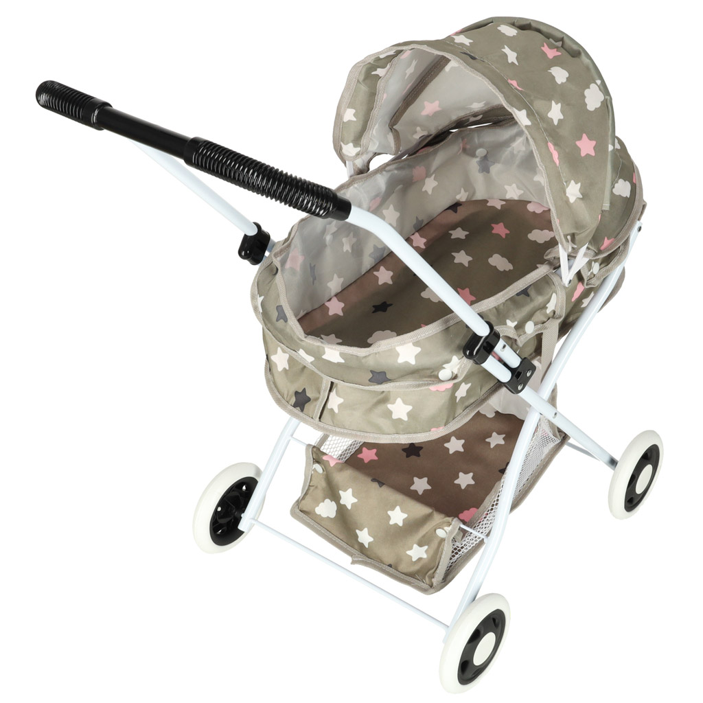 Kočárek pro panenky hluboký + taška hvězdy KX3223
