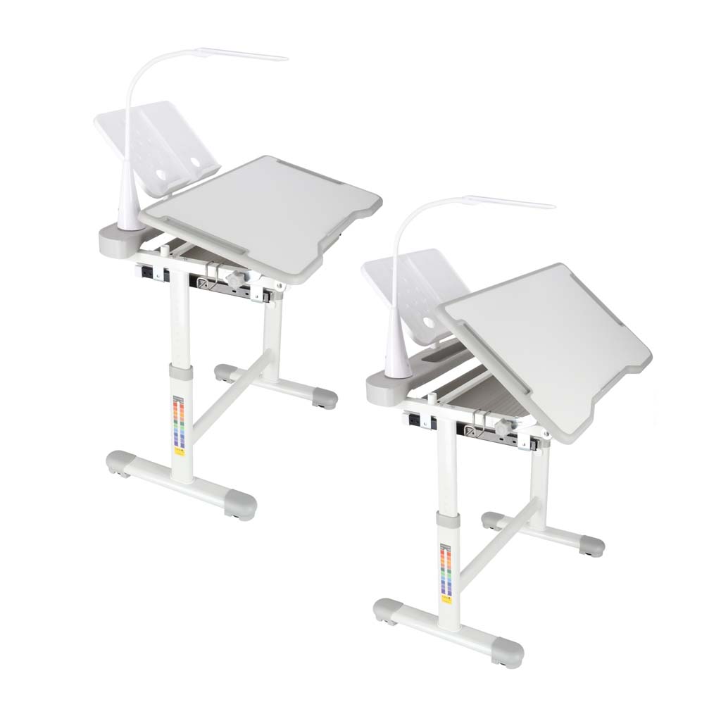 Dětský psací stůl se zásuvkou židle lampa šedá KX2974