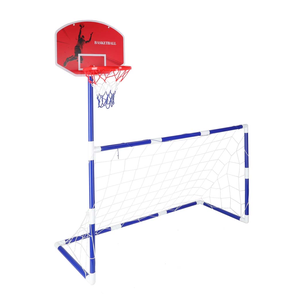 Fotbalová branka pro fotbal basketbal backboard basketbalová hra 2v1 2 míčová pumpa KX3001