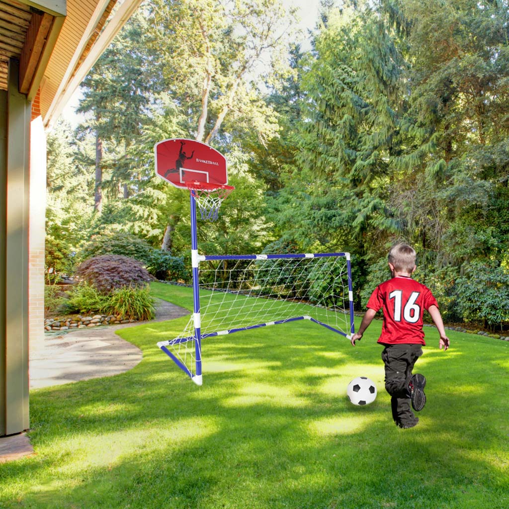Fotbalová branka pro fotbal basketbal backboard basketbalová hra 2v1 2 míčová pumpa KX3001