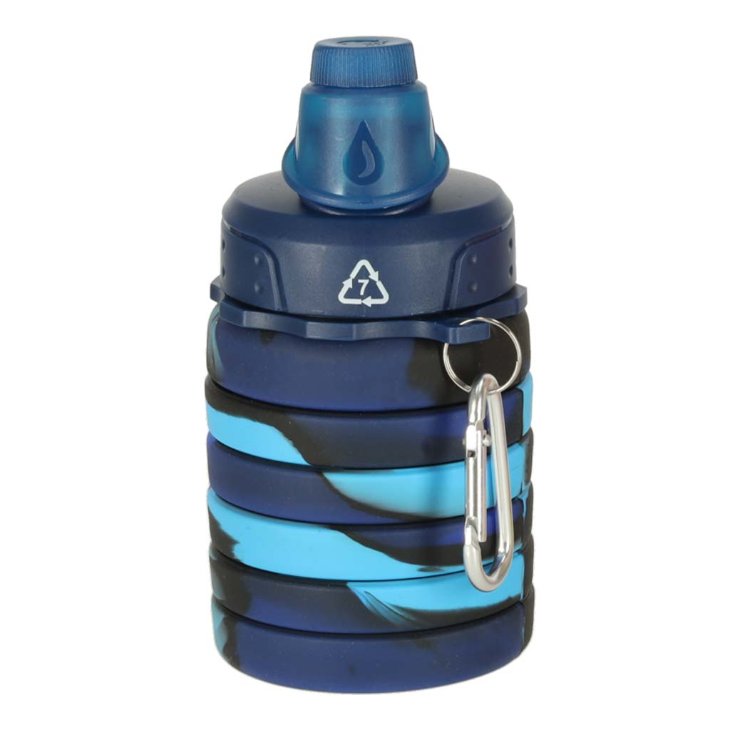 Láhev na vodu silikonová skládací láhev s rukojetí BPA FREE 500ml modrá KX3070_1