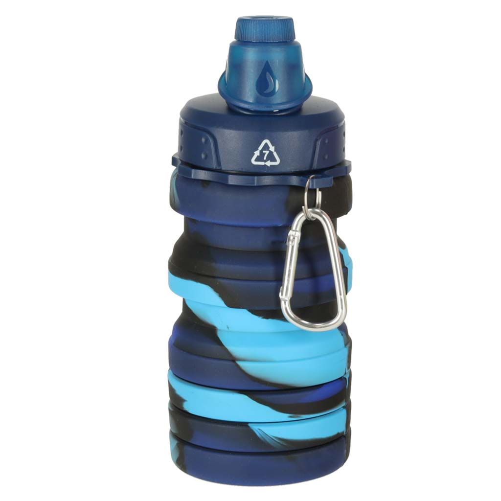 Láhev na vodu silikonová skládací láhev s rukojetí BPA FREE 500ml modrá KX3070_1