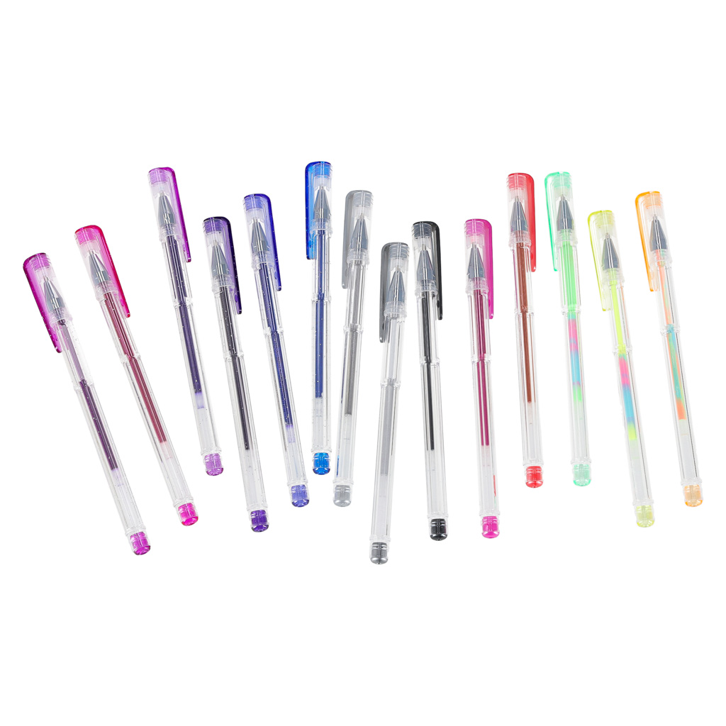 Barevná gelová pera v pouzdře 100 kusů + 100 náplní KX2961