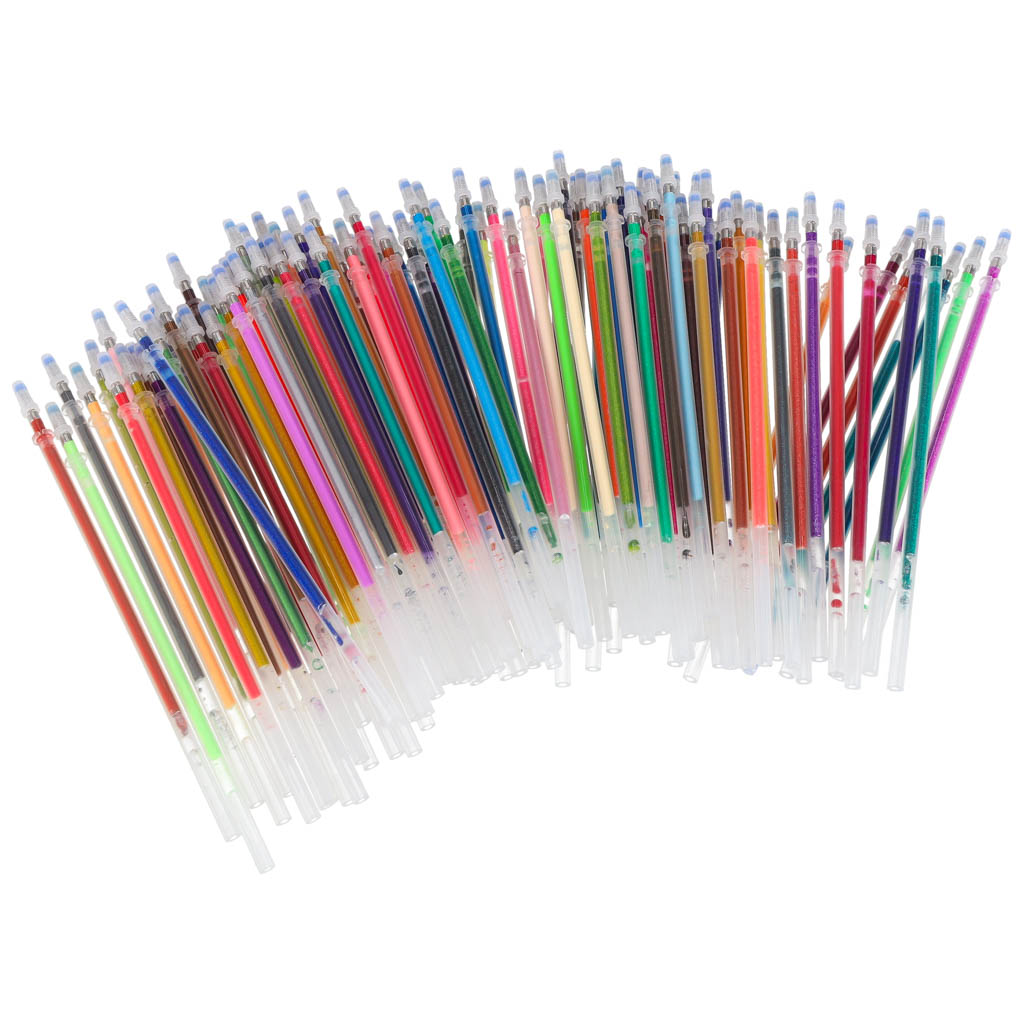 Barevná gelová pera v pouzdře 100 kusů + 100 náplní KX2961