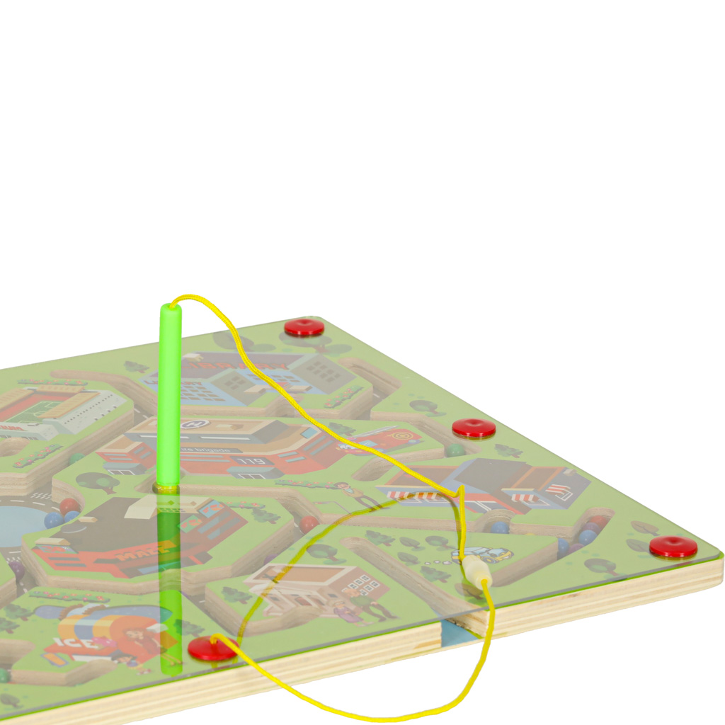 Magnetická dřevěná desková hra bludiště pro cestování velké město 2 hráči KX3082_1