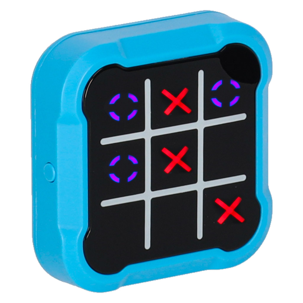 Kruhový kříž křížová elektronická logická hra tic tac toe přenosná konzole modrá KX2994_1