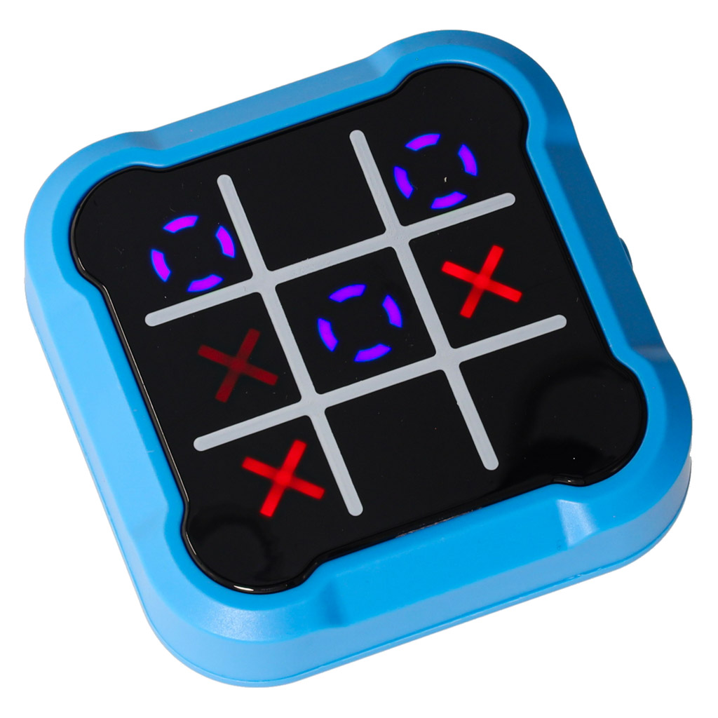 Kruhový kříž křížová elektronická logická hra tic tac toe přenosná konzole modrá KX2994_1