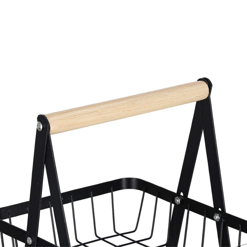 Třípatrový koš na ovoce a zeleninu kov dřevo KX3064