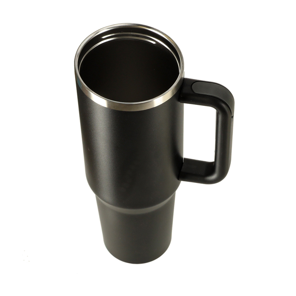 Termohrnek s brčkem a uchem termoska 1200ml černý KX3032