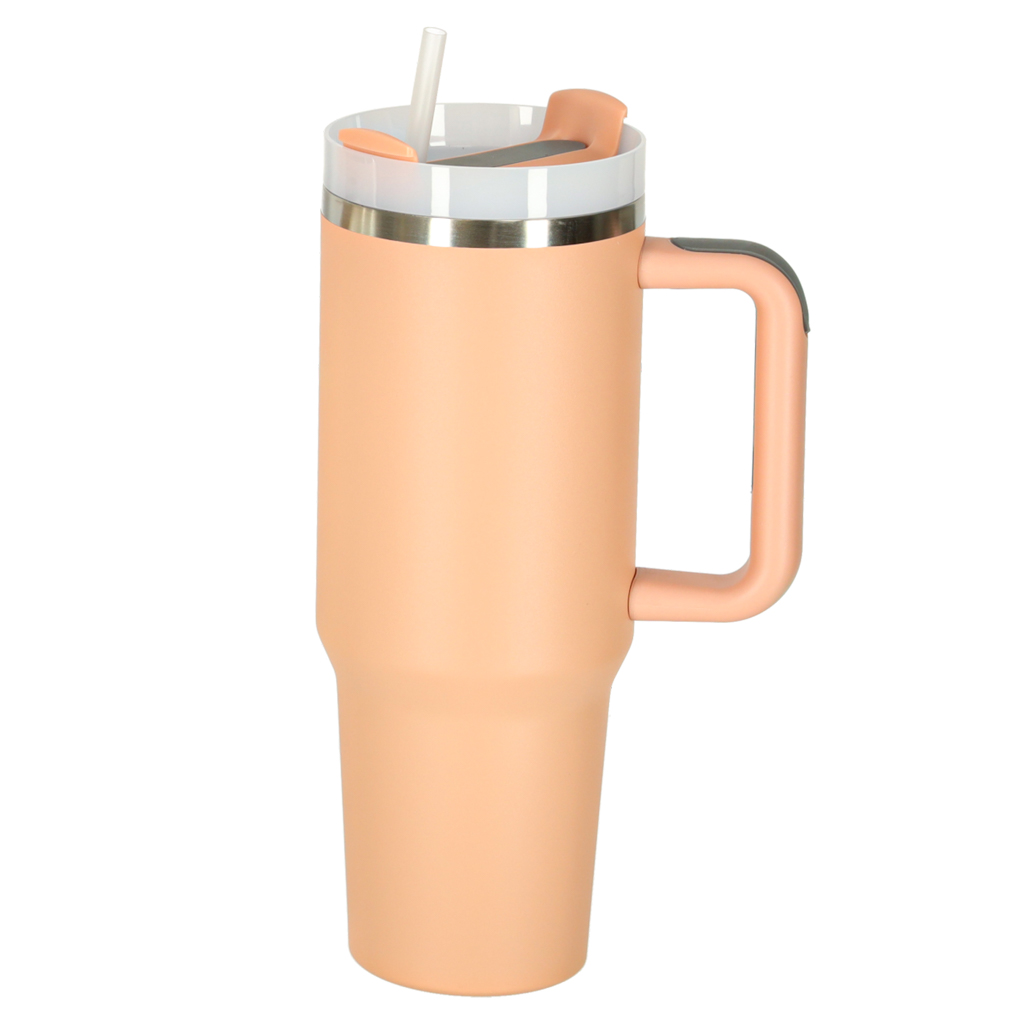 Termohrnek s brčkem a rukojetí termoska 1200ml pudrově růžový KX3032_1