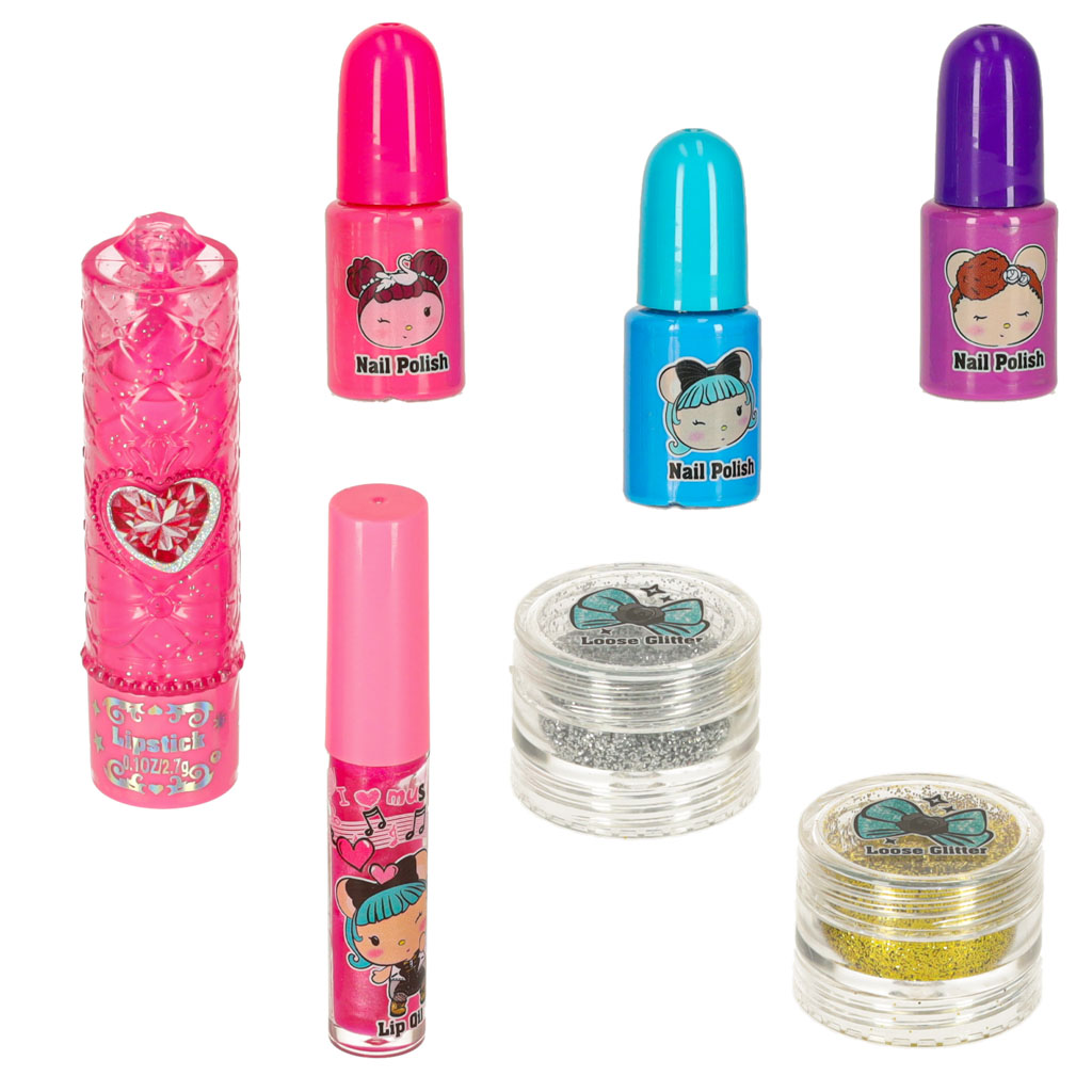 Sada na líčení a nehty make-up kosmetika stíny laky kufřík KX3191