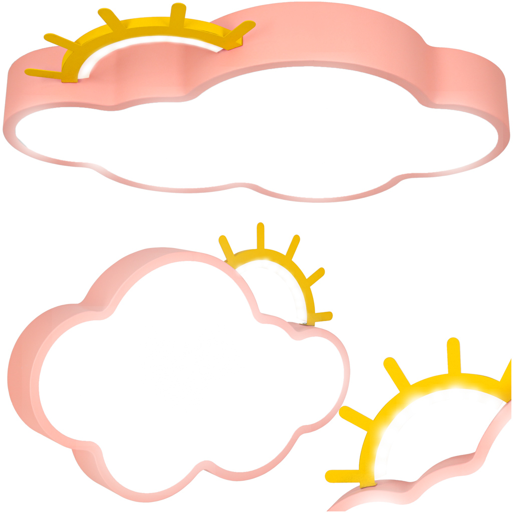 LED stropní svítidlo plafond do dětského pokoje stmívatelné LUMELA + dálkové ovládání cloud pink KX3165