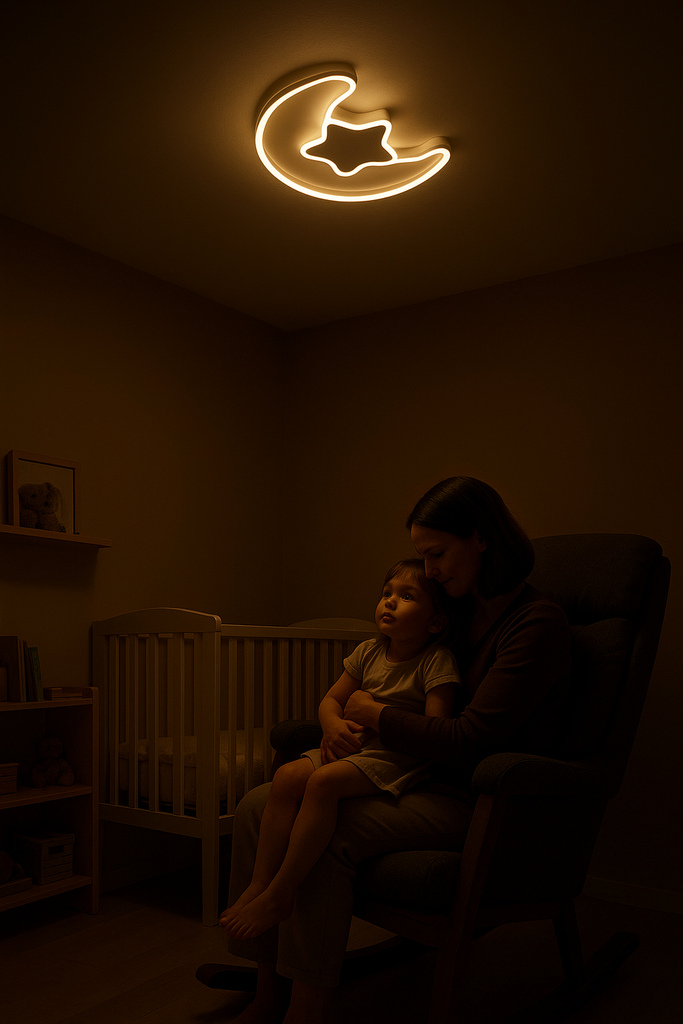 Stropní LED svítidlo do dětského pokoje stmívatelné LUMELA + dálkové ovládání měsíční bílá KX3175