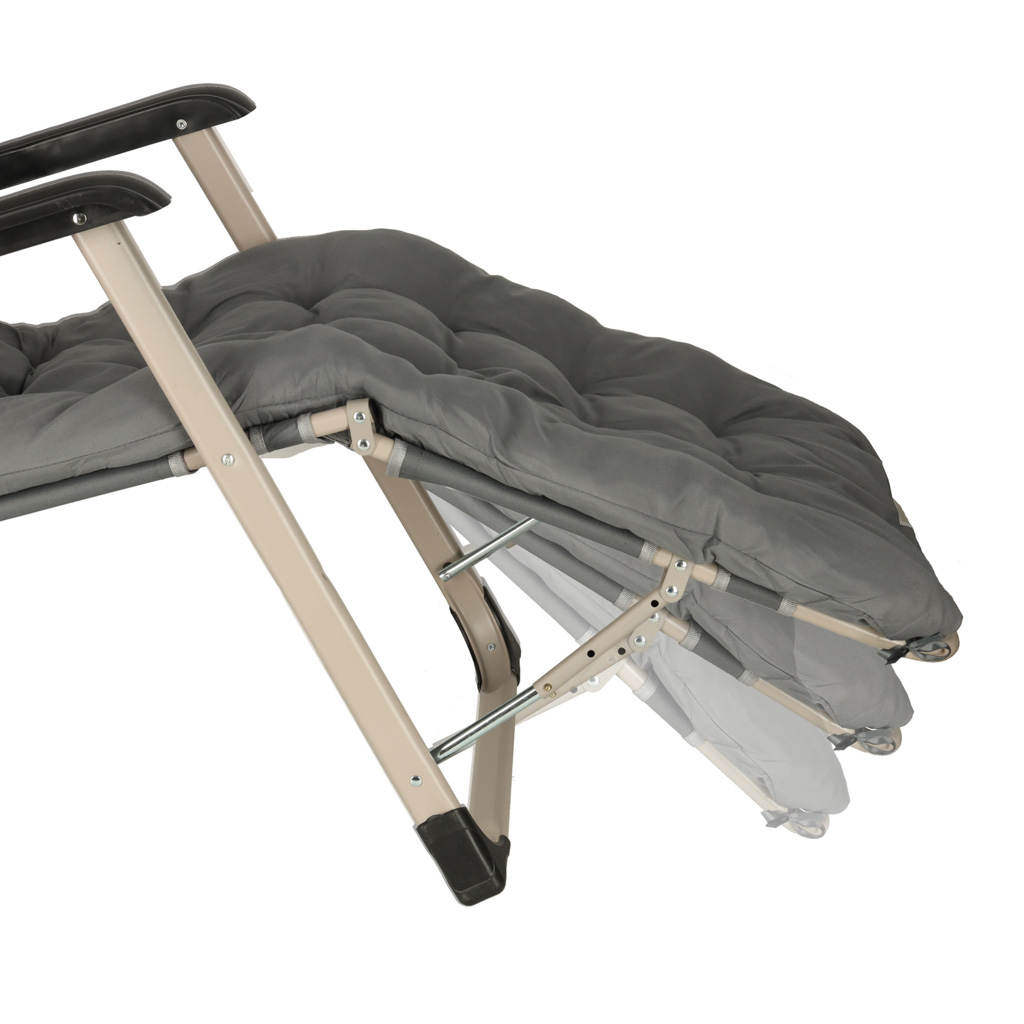 Zahradní lehátko LUARO turistická skládací židle s polštářem šedá KX3149