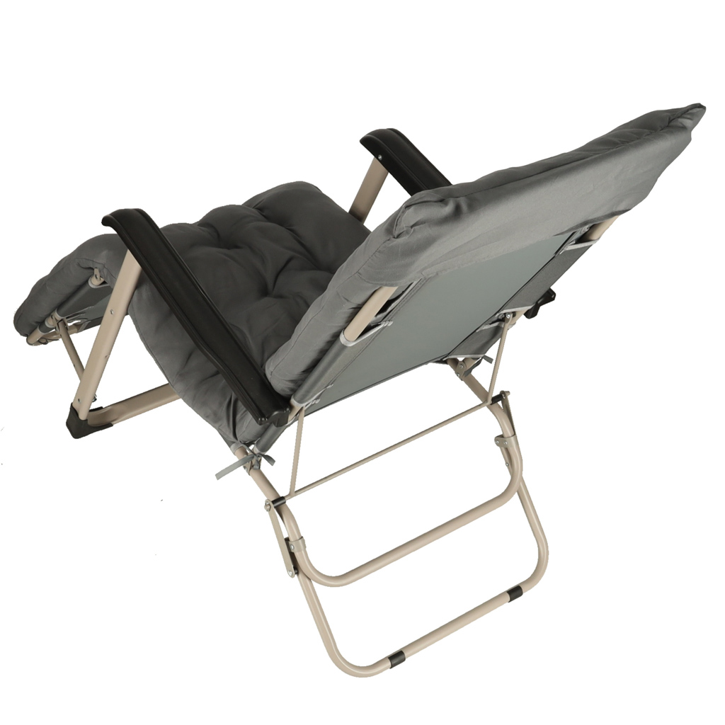 Zahradní lehátko LUARO turistická skládací židle s polštářem šedá KX3149