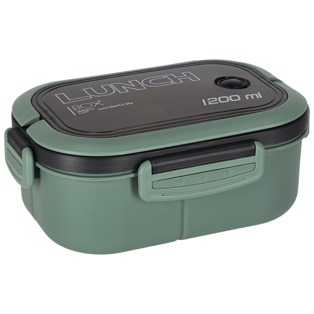 Snídaňový box na oběd s přihrádkami rozdělený 1200 ml zelený KX3023