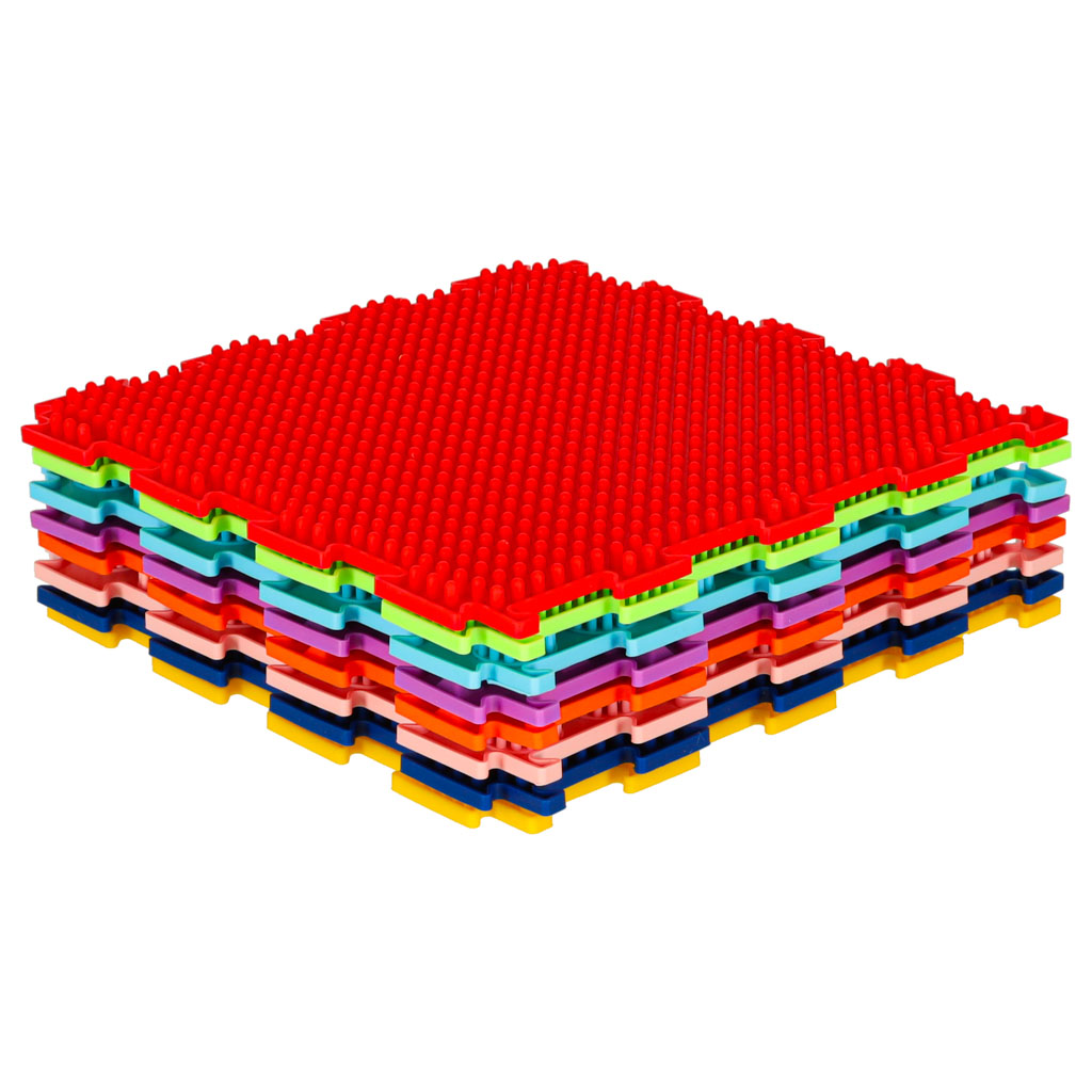 Senzorická podložka montessori pro masáž nohou 8 dílků barevné puzzle KX3171