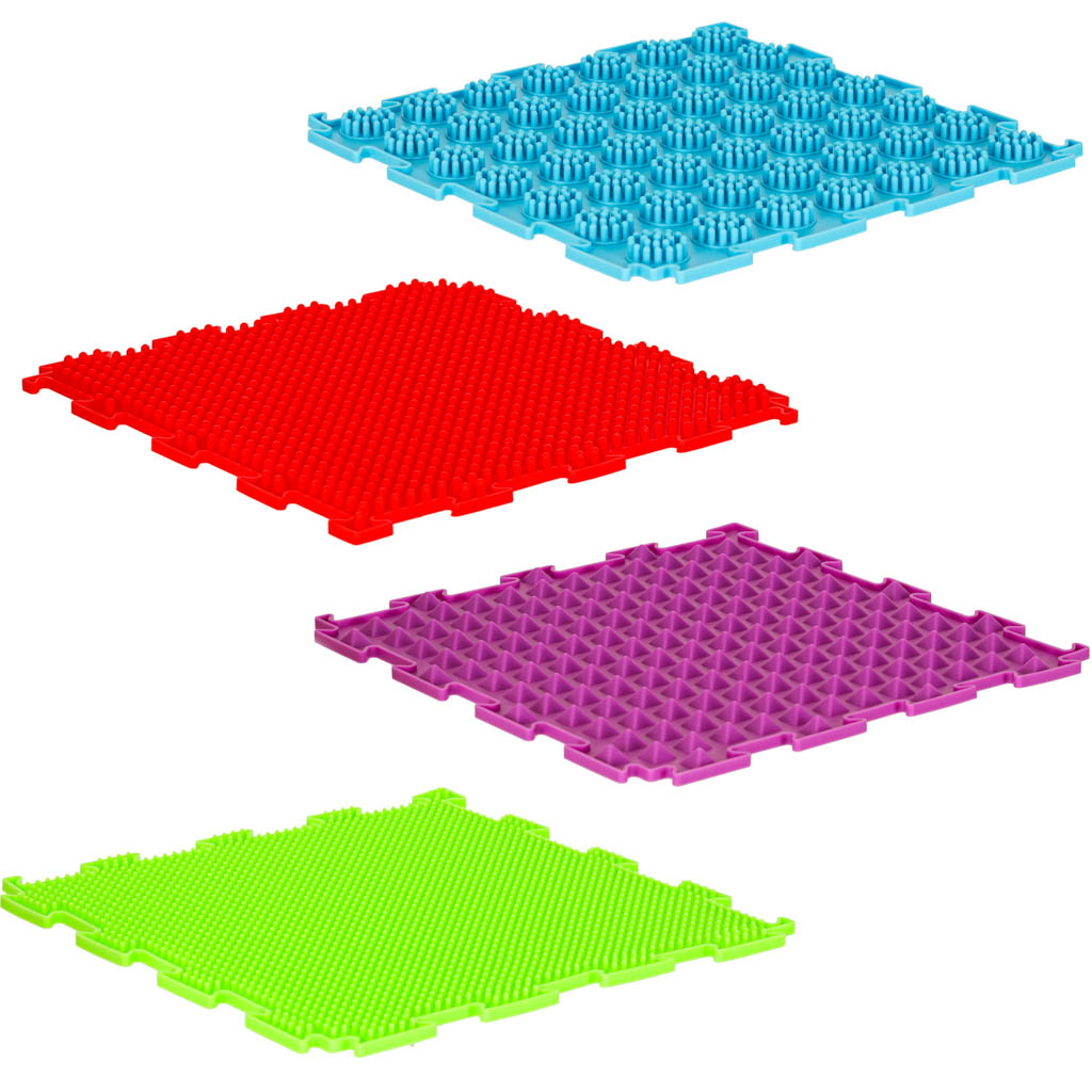 Senzorická podložka montessori pro masáž nohou 8 dílků barevné puzzle KX3171