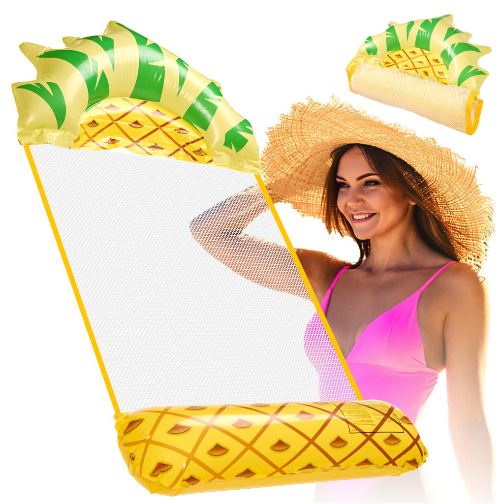 Nafukovací plážová matrace houpací síť vodní lehátko křeslo bazén ananas KX3112_1