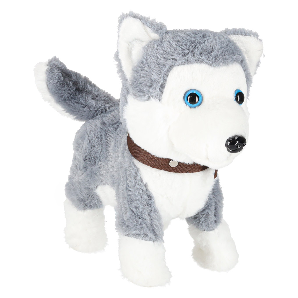 Interaktivní pes na vodítku štěká chodí vrtí ocasem Husky KX3028