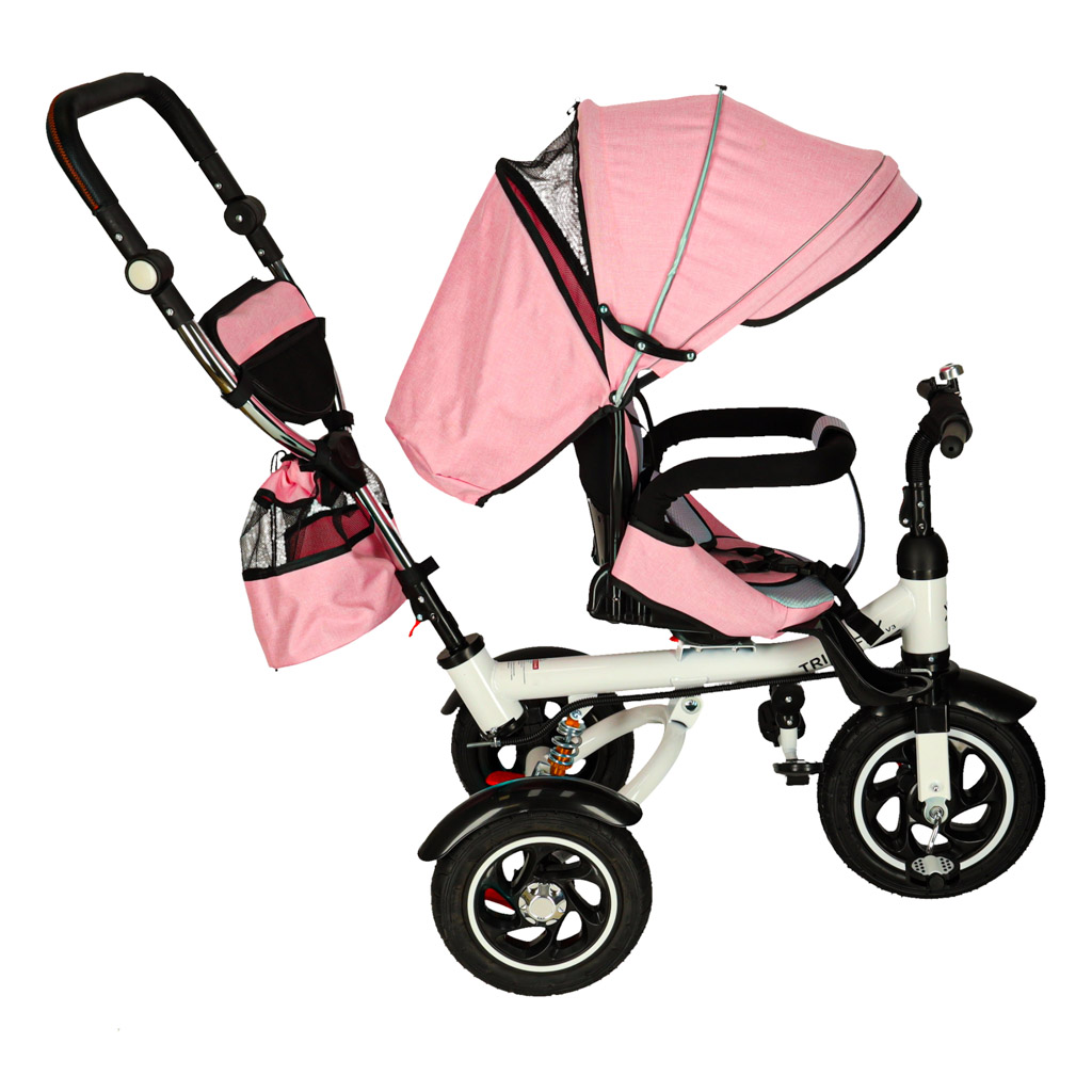 Trike Fix V3 tříkolka 3v1 kočárek kolo 360 otočné volné kolo růžová KX6628_6