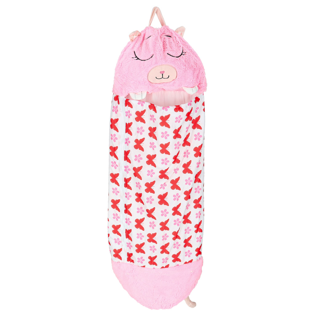 Dětský spací pytel turistický polštář 2v1 135x50cm růžový KX3016