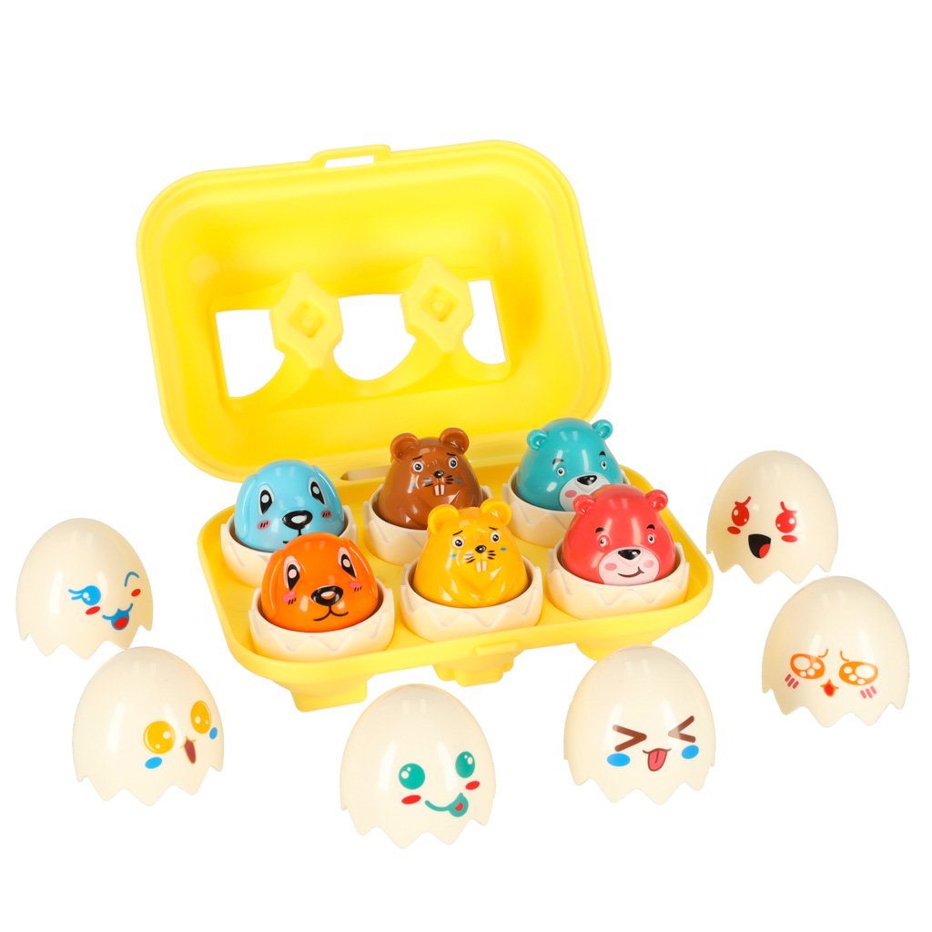 vzdělávací skládačka match shapes eggs montessori animals 6 ks KX3114