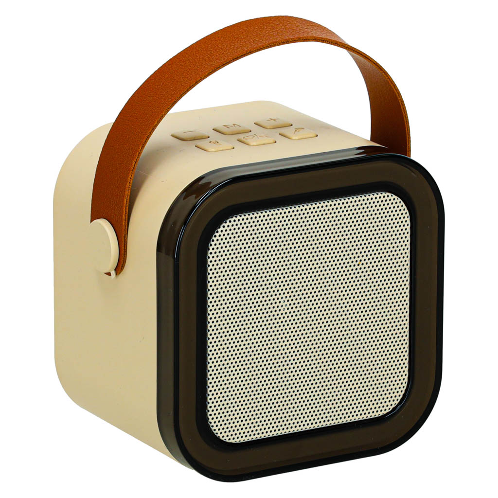 Karaoke set 2 mikrofony + přenosný reproduktor BLUETOOTH USB LED béžová barva KX3377_1