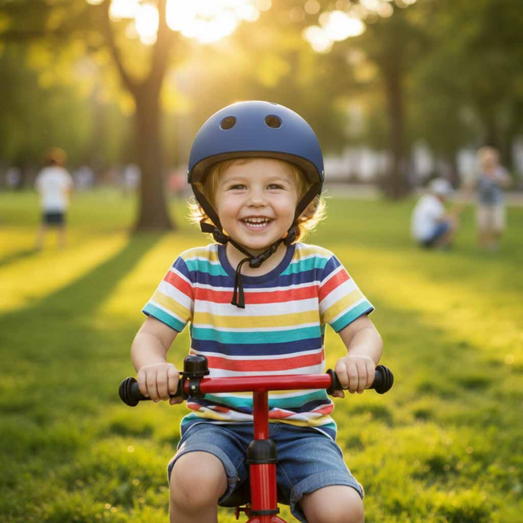 Dětská cyklistická helma Trike Fix nastavitelná LED M 55-58cm tmavě modrá KX2813_2