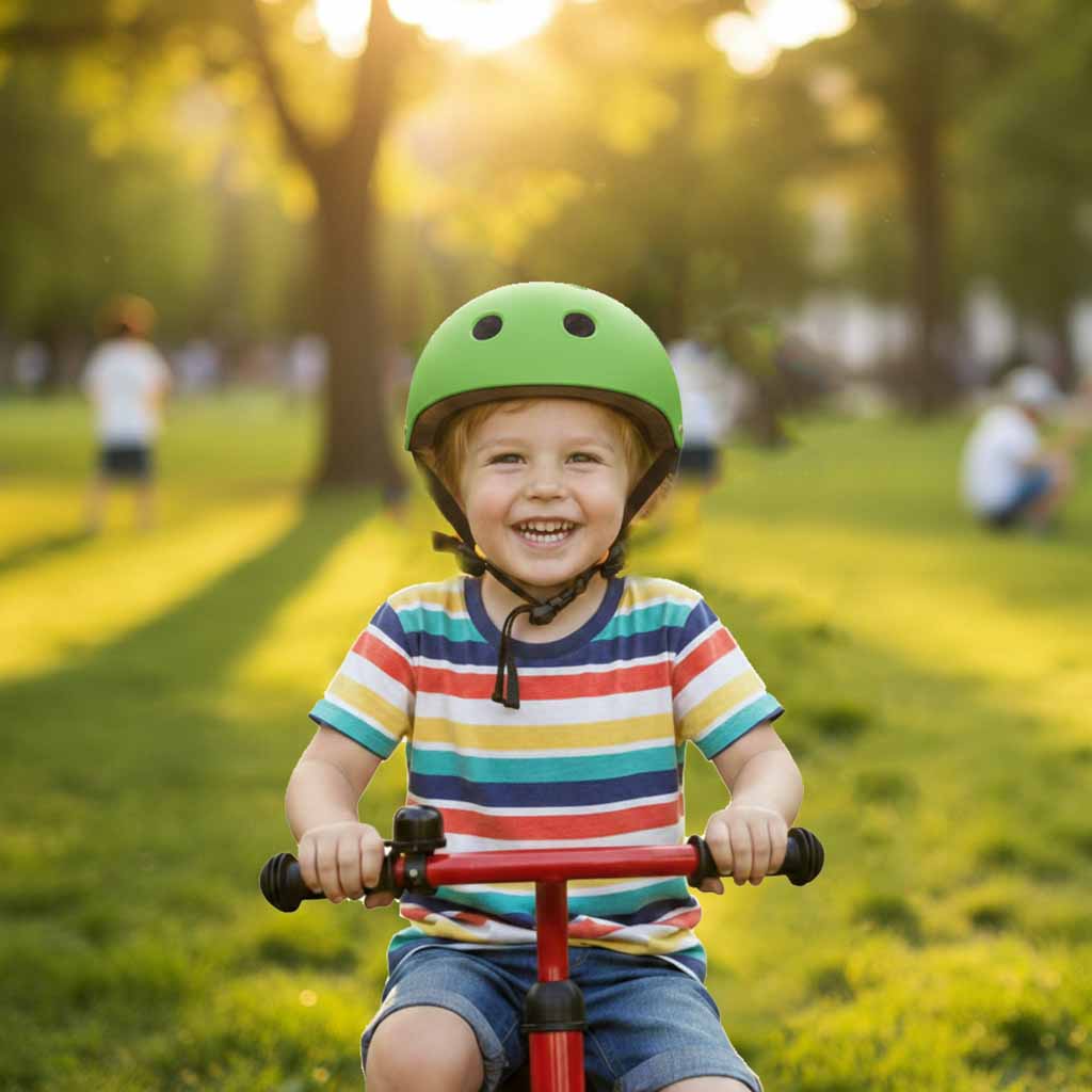 Dětská cyklistická helma Trike Fix nastavitelná LED M 55-58cm tmavě zelená KX2813_3