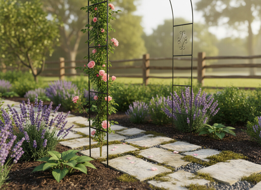 Zahradní pergola kovový oblouk držák pro růže květiny popínavé 240cm zelená KX3303_2