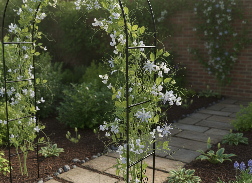 Zahradní pergola kovový oblouk držák pro růže květiny popínavé 240cm zelená KX3303_2