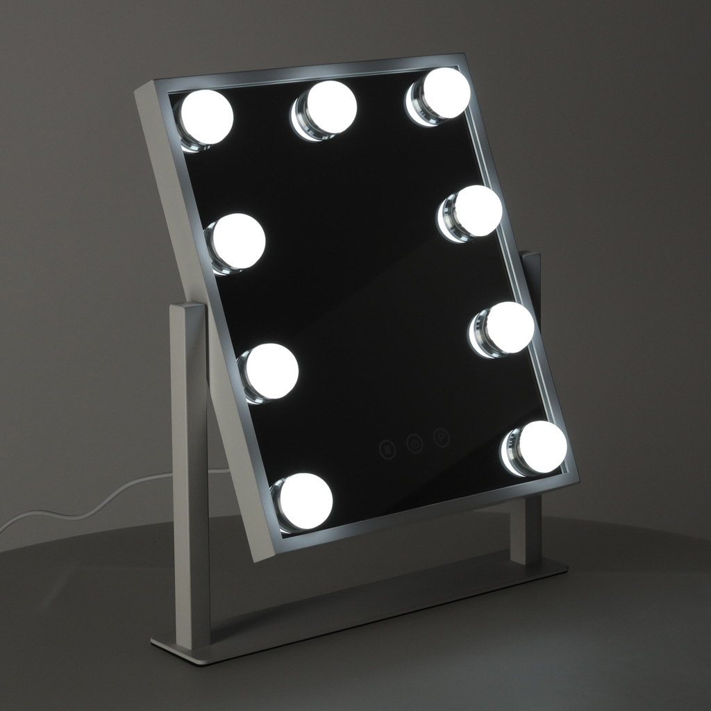 Zrcátko na líčení LED s USB žárovkami 25x30cm KX3942