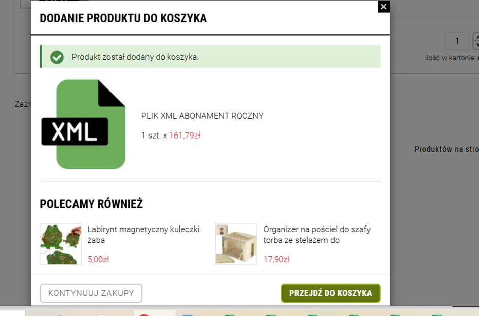Dodanie produktu do koszyka PLIK XML ABONAMENT ROCZNY
